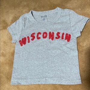 Brandy Melville Gray Tee with Red Wisconsin Design